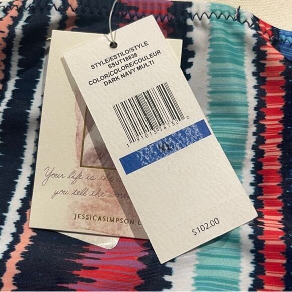 Blue Multi Color Print Cutout Swimsuit‎ Bathing Suit Removable Strap XL - Picture 9 of 9